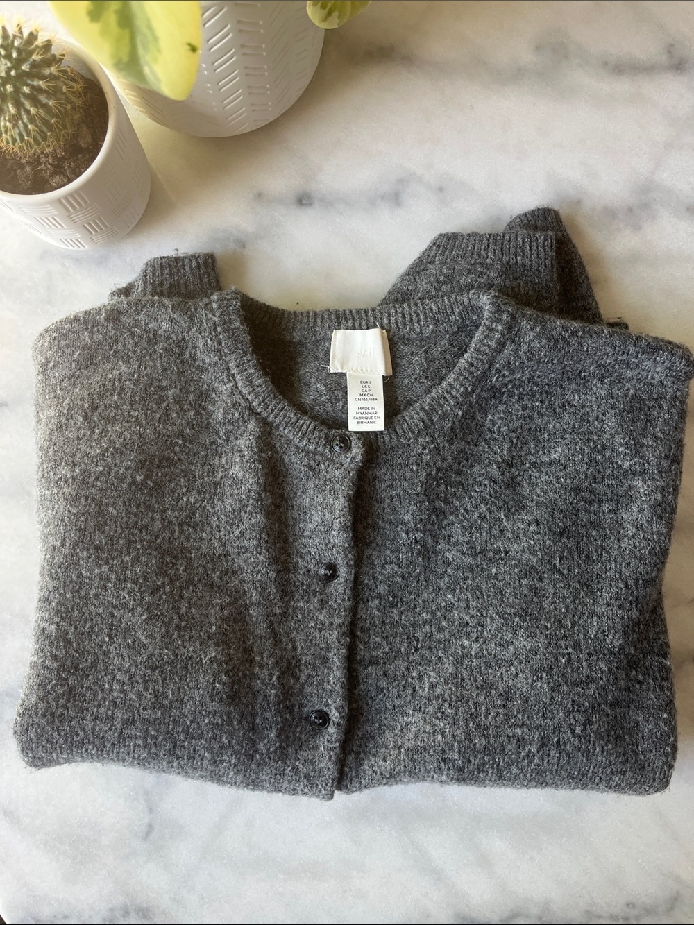 H&M Classic Gray Button-Front Women's Sweater